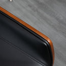 Sedia da Ufficio Design Vintage Imbottita in Finta Pelle Struttura in Legno di Pioppo Nero e Marrone Scuro  