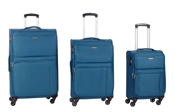 sconto Set 3 Valigie Trolley Espandibile in Poliestere TSA Ravizzoni Manila Blu Petrolio