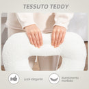 Sedia da Ufficio 45x56x78-88 cm con Schienale a Cuore in Velluto Teddy e Plastica Bianco  