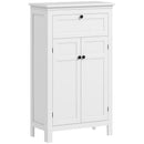 Mobile da Bagno 60x30x102,5 cm con 2 Ante e Cassetto Salvaspazio con Ripiani Regolabili in Legno Bianco      