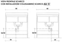 Mobile Lavatoio 80x60x85cm 2 Ante 2 Vasche Asse in Termoplastico Montegrappa Edilla Bianco