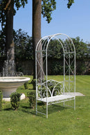 Panchina da Giardino in Ferro con Arco 116x47H230cm Viareggio Bianca