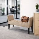 Panca Fondoletto Ingresso 111x40x60 cm con Piedi in Legno e Rivestimento Velluto Tortora     