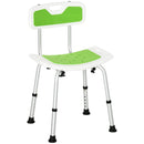 Sedia per Doccia 51,5x49,5x68,5-81 cm Altezza Regolabile su 6 Livelli e Schienale Ricurvo in Alluminio ed EVA Verde e Bianco