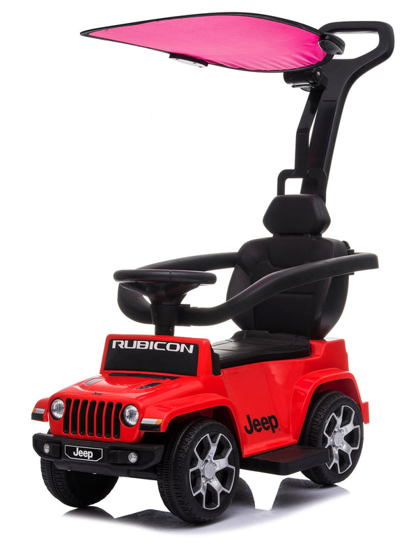 acquista Voiture à pousser pour enfants avec pare-soleil sous licence Jeep Rubicon rouge