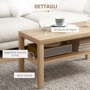 Tavolino da Salotto Rettangolare 90x45x44,5 cm Ampio Ripiano in MDF Laminato Color Legno  