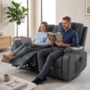 Divano 2 Posti Reclinabile Elettrico 135° 145x91x102 cm con Massaggio e Riscaldamento in Tessuto Effetto Pelle Grigio      