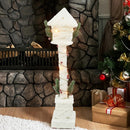 Lampione di Natale 60H cm ad intreccio bianca con glitter e minilucciole