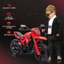 Moto Elettrica per Bambini 3-8 Anni con 12V Doppi Motori Rotelle e Clacson 3 km/h Capacità 30kg Rosso      
