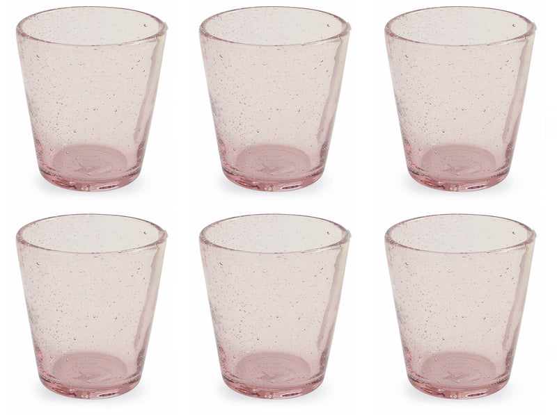 Set 6 Bicchieri Ø9x10 cm in Vetro Soffiato Villa d'Este Home Tivoli Cancun Rosa