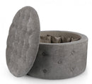 Pouf Contenitore Porta Scarpe Ø 70x40 cm Ernestine in Tessuto Grigio