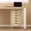 Cassettiera da Ufficio 40x35x63 cm a 6 Cassetti con 4 Ruote e Blocco in Melamina Rovere      