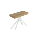 Consolle Allungabile 90-300x40x77 cm Saki Premium Quercia Natura Gambe Bianche 