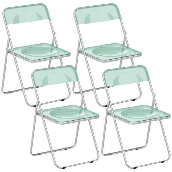 Set 4 Sedie Pieghevoli 47x48x75 cm in Acrilico Trasparenti Verde prezzo