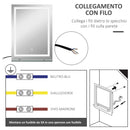 Specchio Bagno a Parete Cornice Luce LED a 3 Colori Mensola in Vetro 50x12x70 cm 