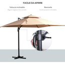 Ombrellone da Giardino 2,94x2,94m in Alluminio e Poliestere Cachi