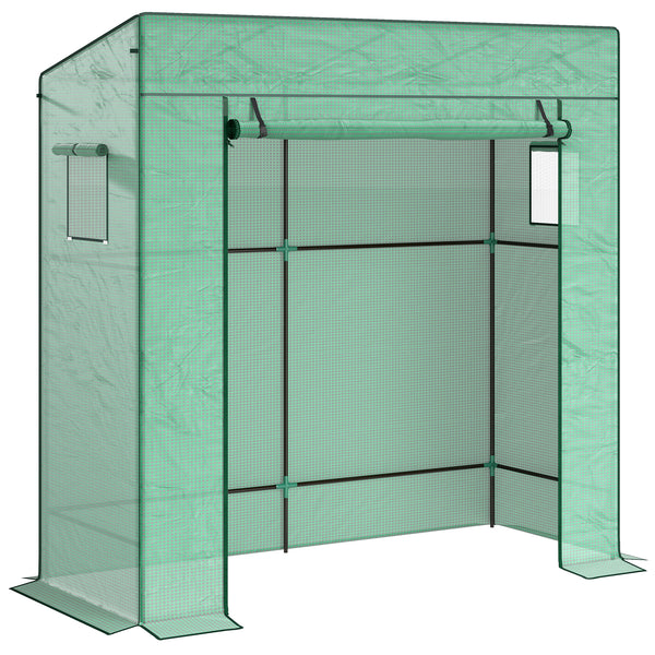 Serra per Piante 196x77x197 cm con 2 Finestre Laterali a Rete e Ingresso Avvolgibile in PE e Acciaio Verde acquista
