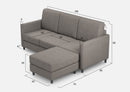 Divano 3 Posti con Pouf 198x155x85 cm Karay in Tessuto Grigio