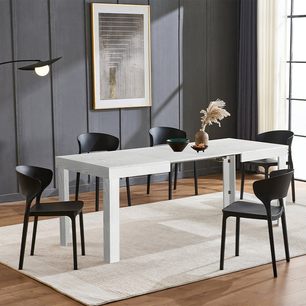 acquista Tavolo da Pranzo Allungabile 120-200x80x76 cm in Legno Bianco Frassino