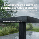 Set 7 Pezzi da Giardino con Tavolo a 2 Sezioni e 6 Sedie Impilabili in Texteline Grigio      
