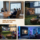 Telo per Proiettore 100" 16:9 HD 4K-8K Angolo di Visione 160° con Treppiedi Pieghevoli Bianco      
