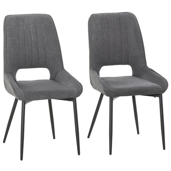 sconto Lot de 2 Chaises Rembourrées 59,5x50,5x92 cm en Tissu Gris