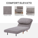 Poltrona Letto Reclinabile 2 in 1 con Seduta Extra-Large 82x89x 83 cm in Tessuto Effetto Velluto Grigio   