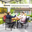 Set da Giardino 7 Pezzi con Tavolo da Pranzo e 6 Sedie Impilabili Teak     
