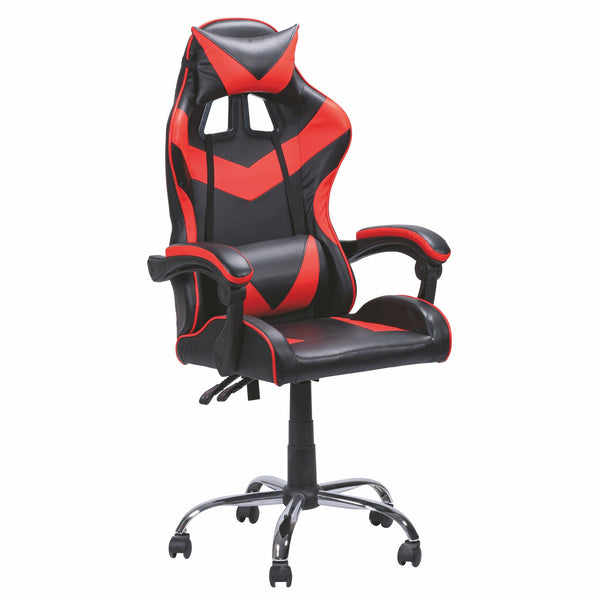 Chaise Gaming 61x56x123 cm en Similicuir Noir et Rouge acquista