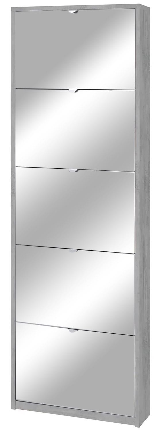 Meuble à Chaussures 5 Portes avec Miroir 63x190x18 cm Ciment online