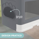 Lettiera Chiusa per Gatti con Paletta e Spazzola Integrata Grigio e Bianco      