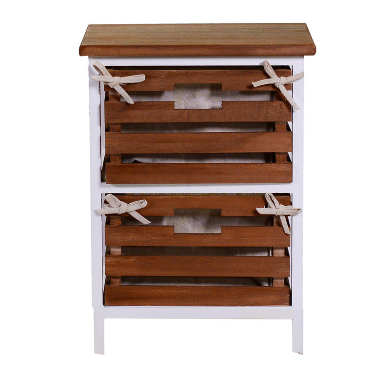 Cassettiera 2 Cassetti in Legno 30x27x47cm Atena Noce e Bianca