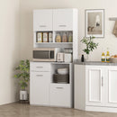 Mobile Dispensa da Cucina 80x35x180 cm 4 Armadietti 3 Ripiani e 1 Cassetto in Legno Bianco  