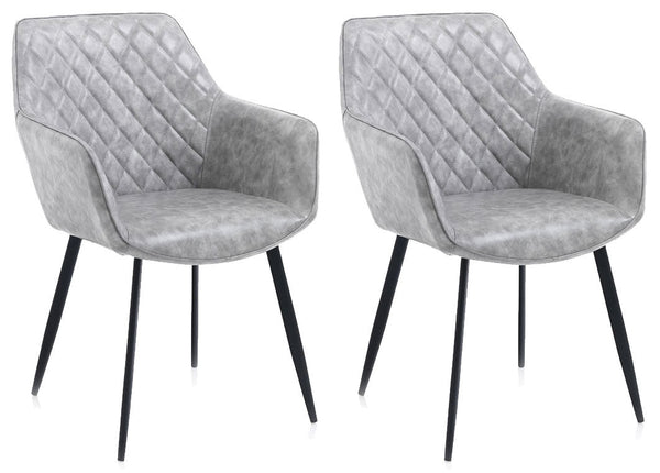 Lot de 2 Chaises 57,5x51x87 cm en Simili Cuir Gris prezzo