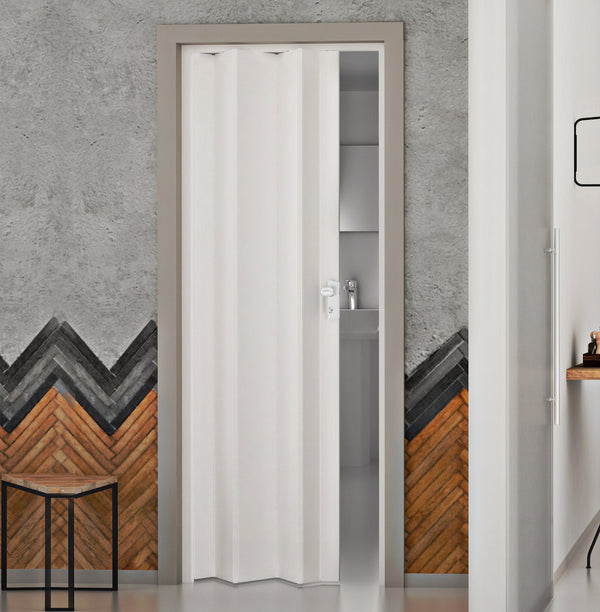 sconto Porte pliante intérieure 83x214 cm en PVC Caroline Blanc Pastel