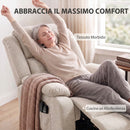 Poltrona Elettrica Alzapersona Reclinabile 150° 93x104x100 cm con Seduta Ampia Massaggiante e Riscaldata in Velluto Beige      