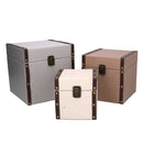 Set 3 Scatole in Similpelle neutro quadro 