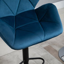 Set 2 Sgabelli da Bar 57x58x97-117 cm in Poliestere Vellutato Blu