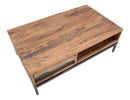 Tavolo da Caffè Yellowstone 118x70x40 cm in Legno di Acacia e Ferro Marrone e Nero
