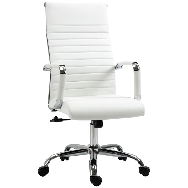 online Sedia da Ufficio Ergonomica Funzione Dondolo 54x62x104-114 cm in Finta Pelle Bianco