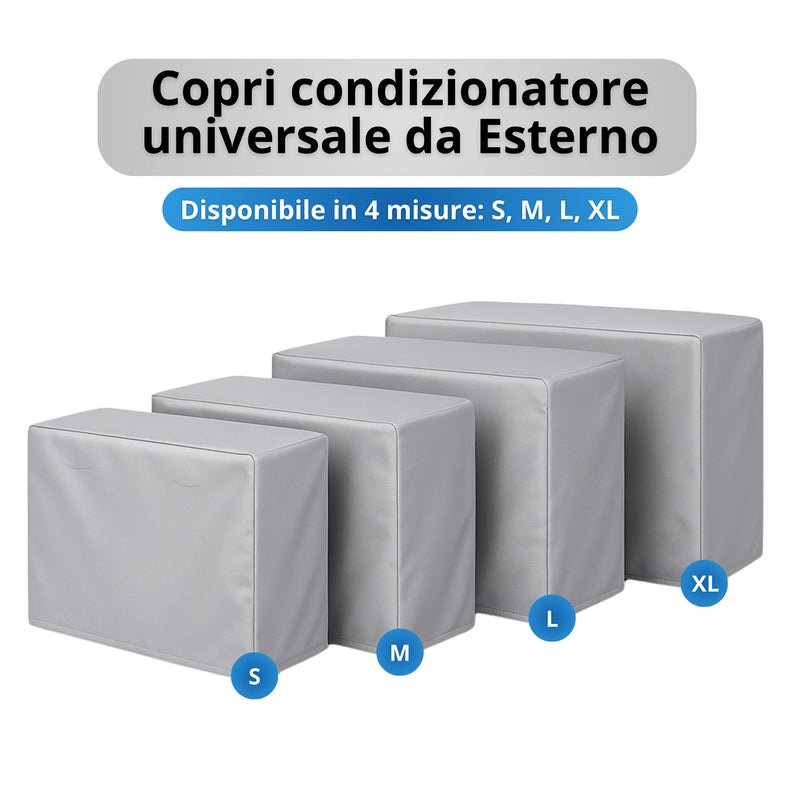 Copri Condizionatore da Esterno Impermeabile Taglia XL in PVC Finitura Liscia Grigio