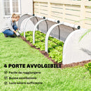 Serra a Tunnel 395x100x80 cm con 4 Porte in Acciaio e Plastica Impermeabile Anti UV Bianco      