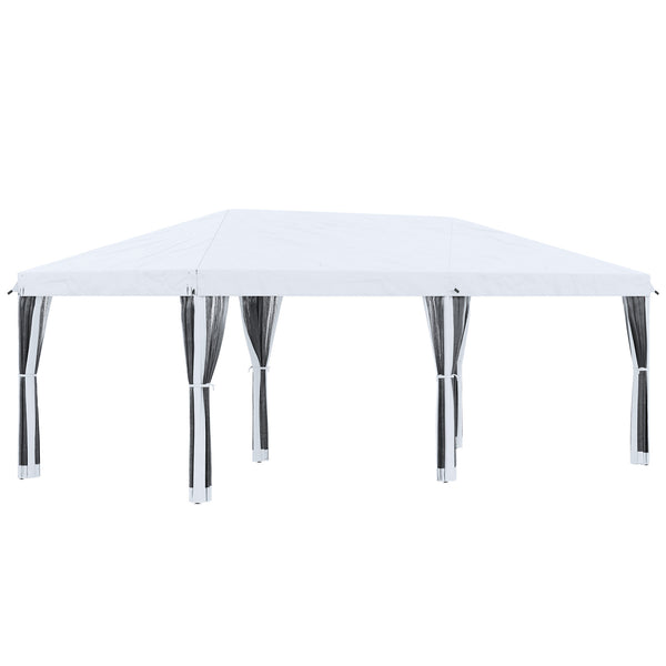 acquista Gazebo da Giardino 6x3 m Pieghevole con Zanzariera e Borsa di Trasporto in Acciaio e Tessuto Oxford Crema