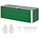 Fioriera da Giardino Senza Fondo con 2 Aree di Coltivazione 125x47x40 cm in Acciaio Verde