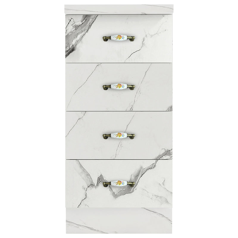 Mobile da Cucina Cassettiera 4 Cassetti 40x50x85 cm in Legno Bianco Effetto Marmo      