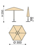 Ombrellone da Giardino Ø3 m Palo Ø38 mm in Alluminio Tessuto Dralon Acrilico Border Taupe