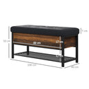 Panca Scarpiera da Ingresso Industriale con Ripiano Nascosto 100x40x50 cm in Truciolato e Acciaio Marrone e Nero