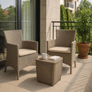 Set Tavolino e 2 Poltrone da Giardino Effetto Rattan Keter Iowa Balcony Cappuccino