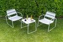 Set Tavolino e 2 Poltrone da Giardino in Metallo Bistro Bianco