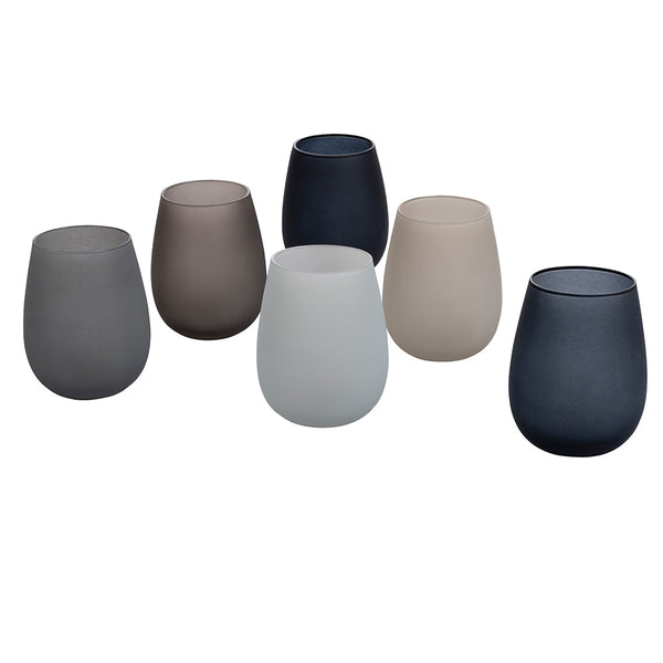 Lot de 6 Verres à Eau Happy Hour Stones Givrés en Verre Gris Villa d'Este Home Tivoli sconto
